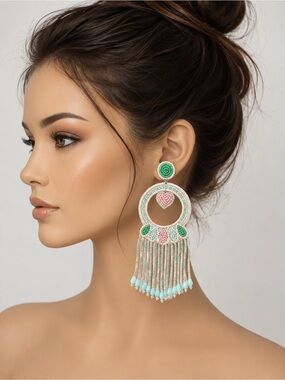Pastel Ring Seed Beaded Post Earrings